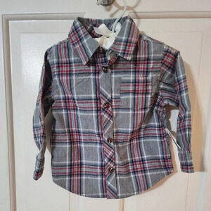 NWT old navy Boys 12/18mos plaid dress shirt